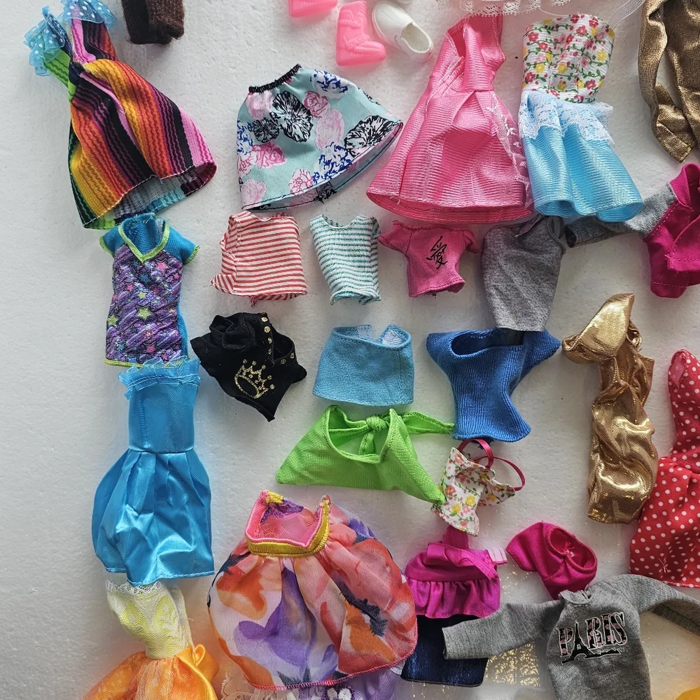 Barbie Doll Dress Collection Pink, Blue, Yellow, Red Lot Bundle Clothes Dresses - Picture 6 of 11